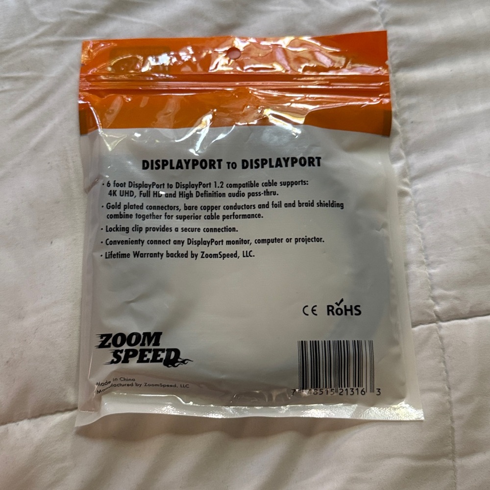 Zoom Speed DisplayPort Cable - Picture 2 of 2